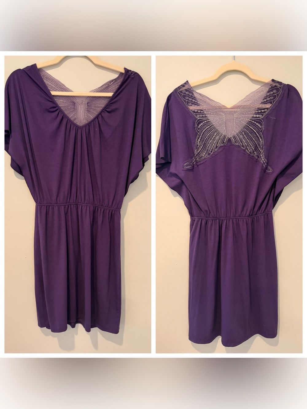 Vintage 80’s Whimsigoth Mini Dress Butterfly Embroidered Fairy M